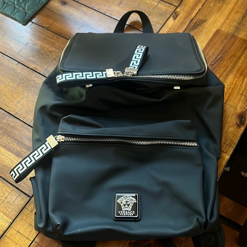 Versace backpack 🎒 Greek key silver like new condition